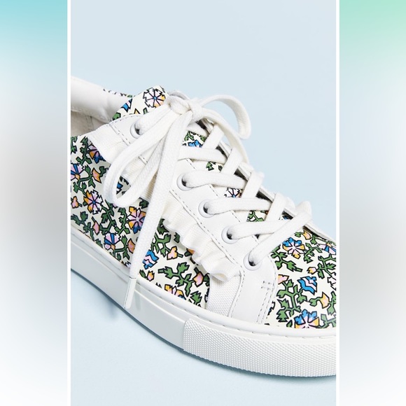 NEW Tory Burch Sport Women's Ruffle Sneakers, Wild Pansy/New Ivory, Floral -11 - Picture 3 of 5